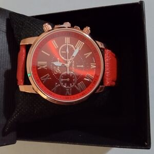Red and Rose Gold Watch